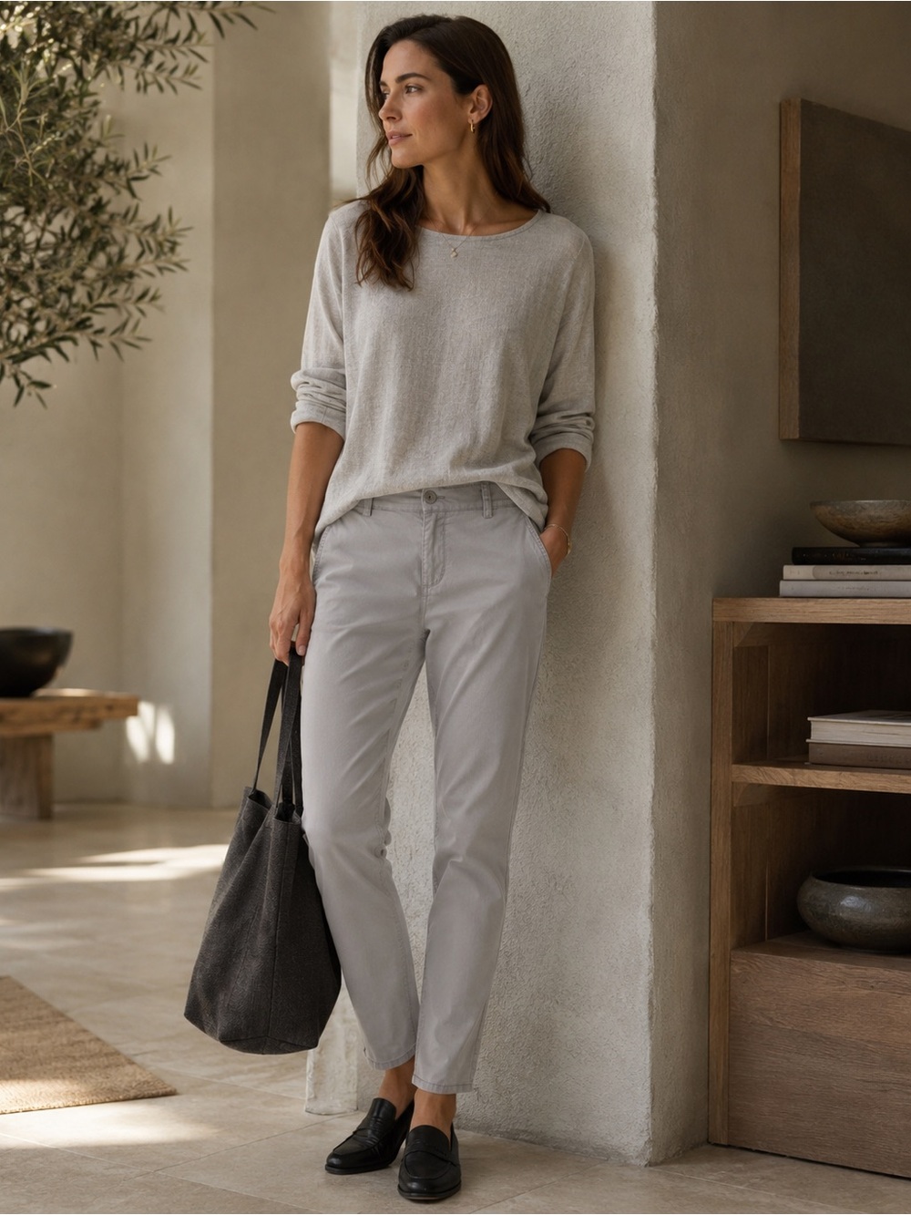EILEEN FISHER ORGANIC COTTON Blend Pants Size S/P‎ Tapered Slim Straight S5WEO